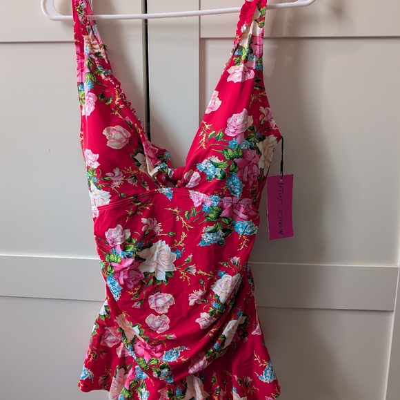 $128 NWT Betsey Johnson beautiful floral swimsuit bathing suit M - Picture 6 of 7
